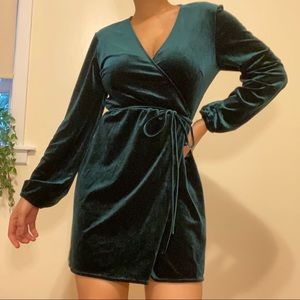 Zara Velvet Green Wrap Dress
